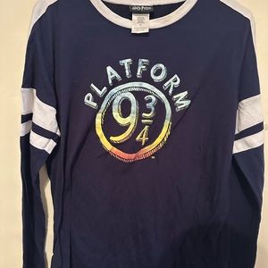 Harry Potter Platform 9 3/4 TEE Women XL Navy Blue